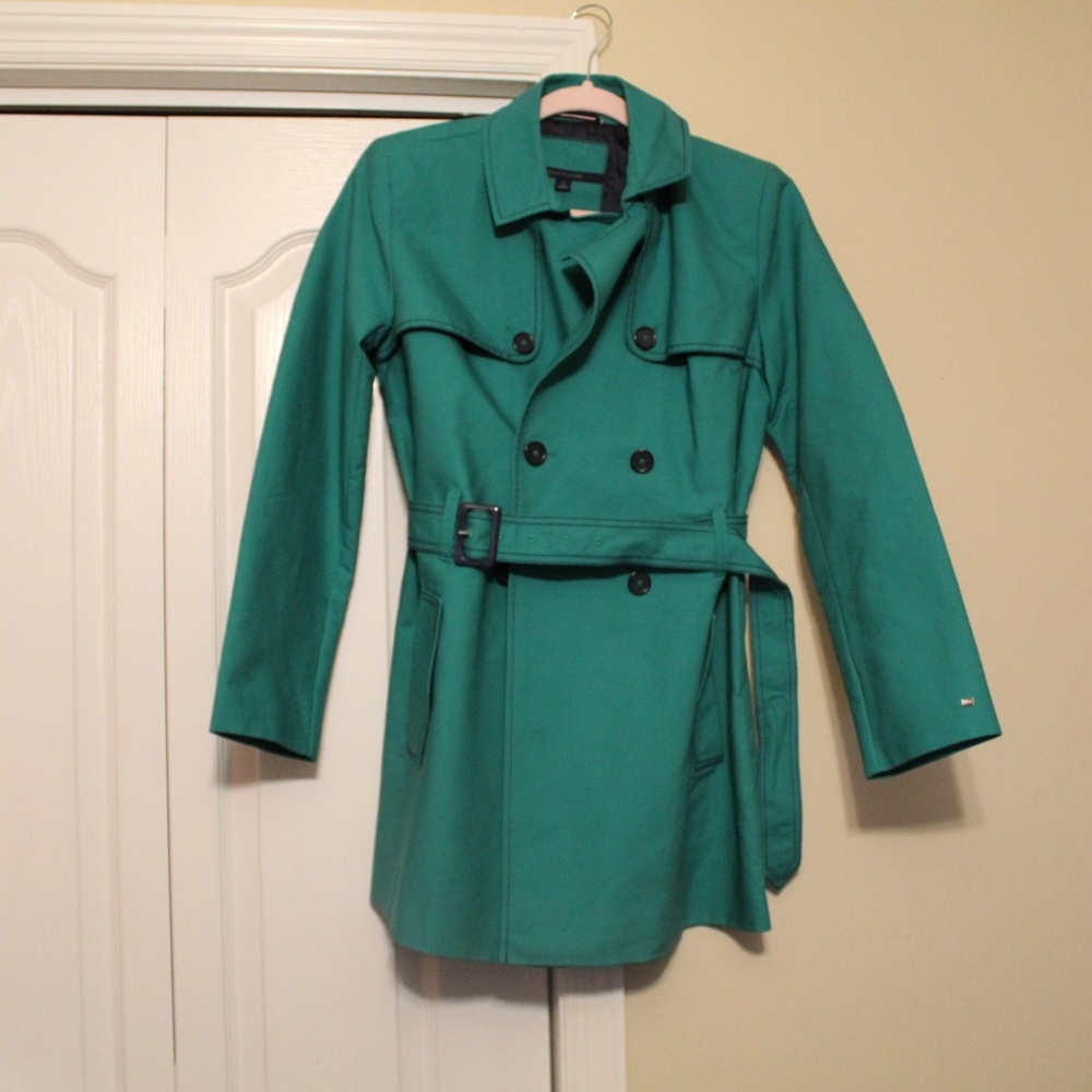 Tommy Hilfiger Green Trench Coat NWT Medium